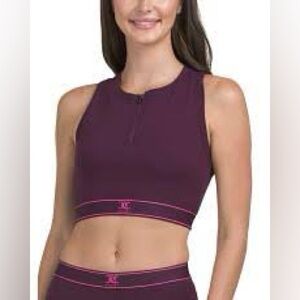 Juicy Couture Hig Support Sport Purple Bra Zipper XL Women